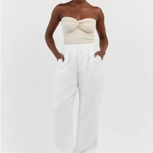 Dissh Twisted Cream Strapless Top